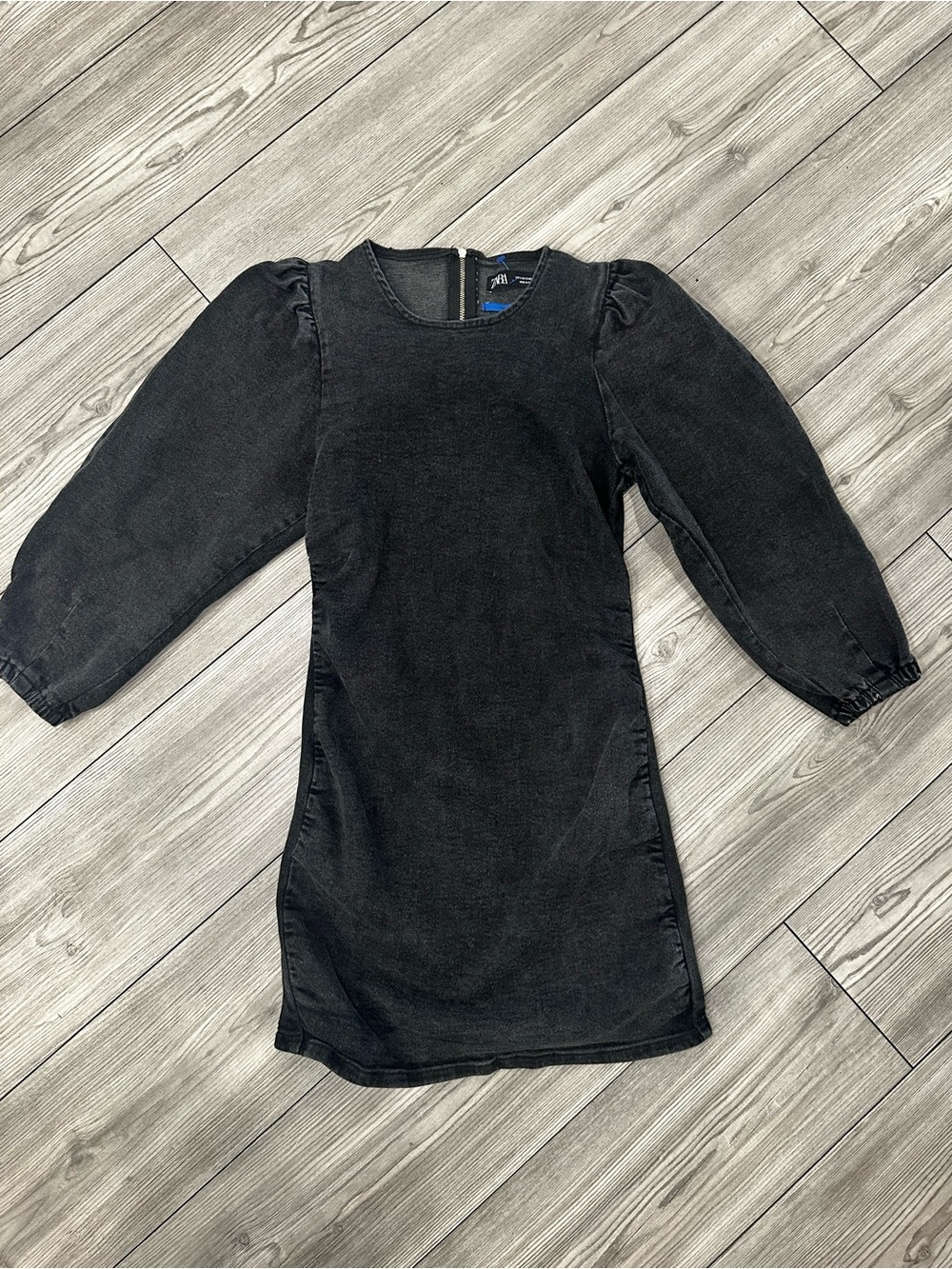 Zara Black Puff-Sleeve Mini Dress